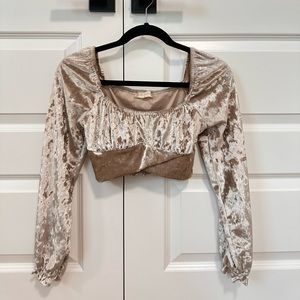Altar’d State Crushed velvet princess crop top long sleeve women’s